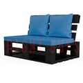 Аренда кресла из паллет черного цвета с голубыми подушками-2