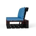 Аренда кресла из паллет черного цвета с голубыми подушками 2-2