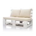 Аренда кресла из паллет белого цвета с бежевыми подушками-2