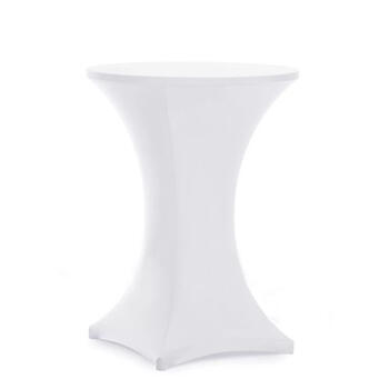 Коктейльный стол в стрейч скатерти белого цвета