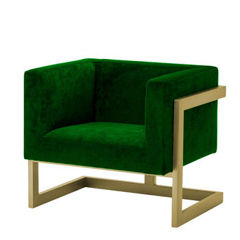 Зеленое кресло Mendoza с золотым каркасом