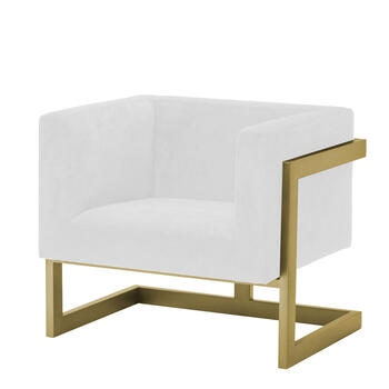 Кресло Mendoza белого цвета с золотым каркасом